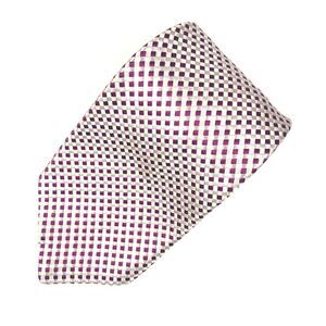 Vintage Alessandro Originals 100% Silk Tie Purple Silver Checkered Geometric